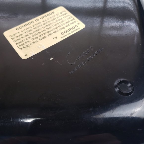 Vintage Couroc Love Tennis Tray Inlaid Wood Oval 12.75 x 9.5 Mid Century Modern - Picture 8 of 8